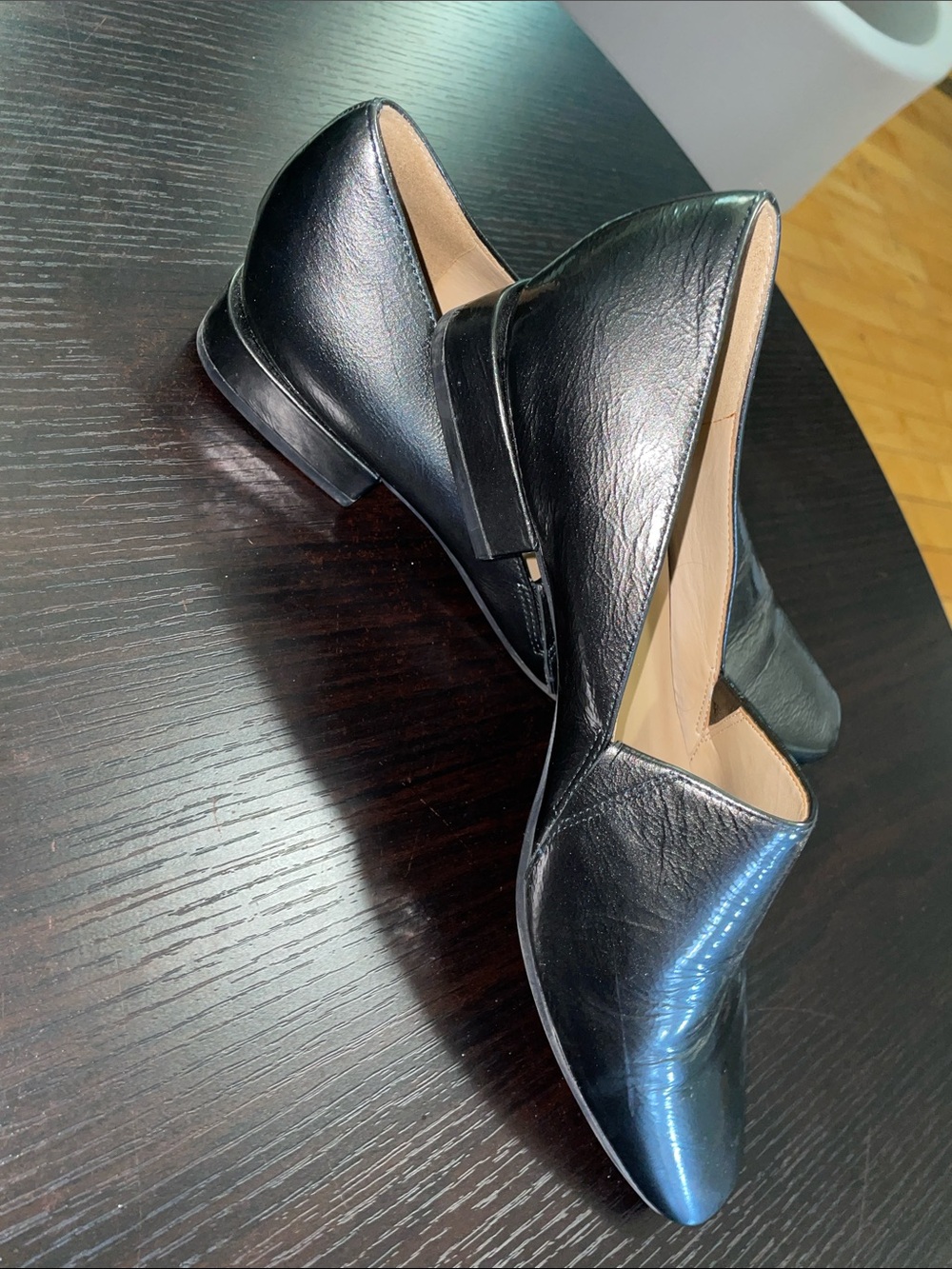 Forest Green Leather Slip-On Flats